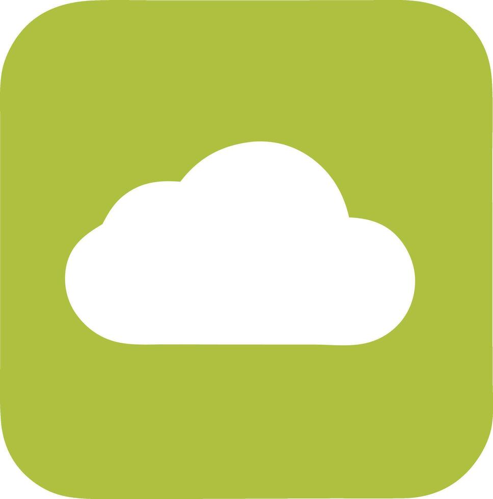 a white cloud icon on a green square vector