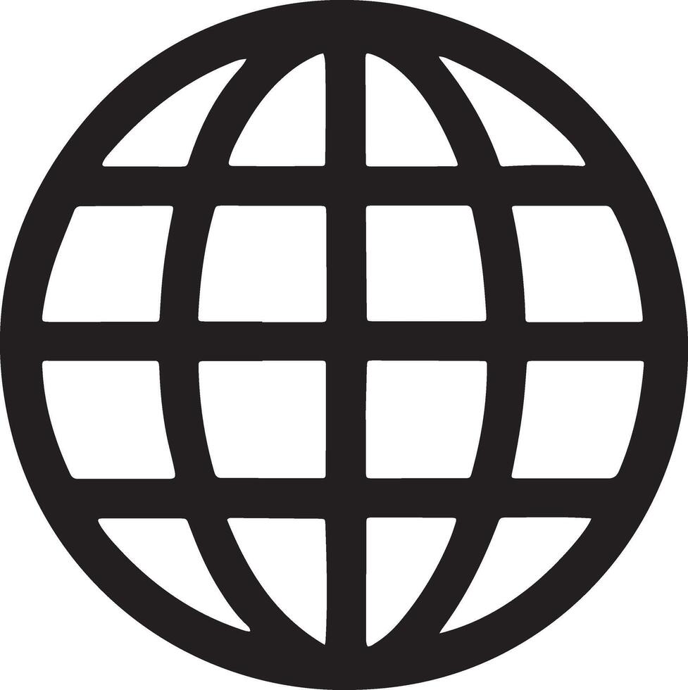 a black and white globe with a grid pattern vector