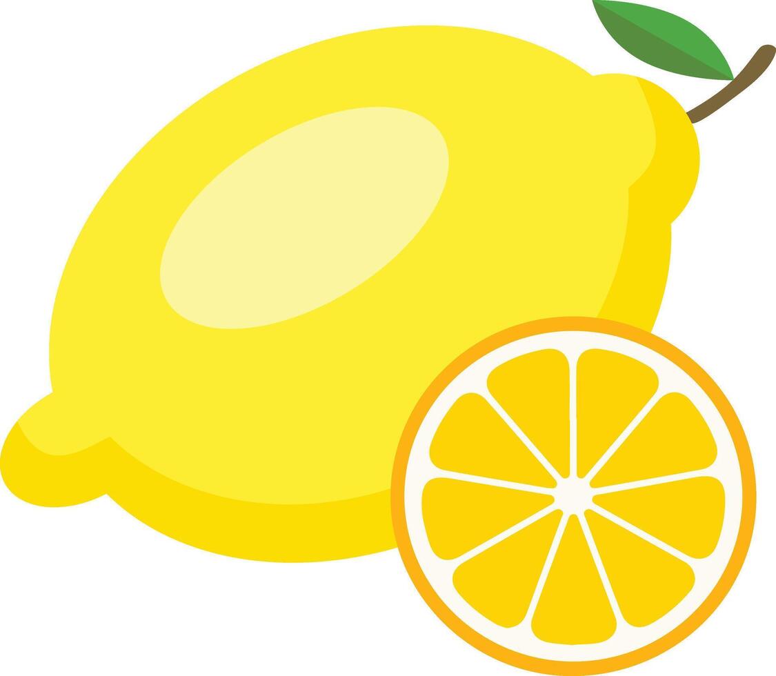 a lemon and a slice of lemon are shown vector