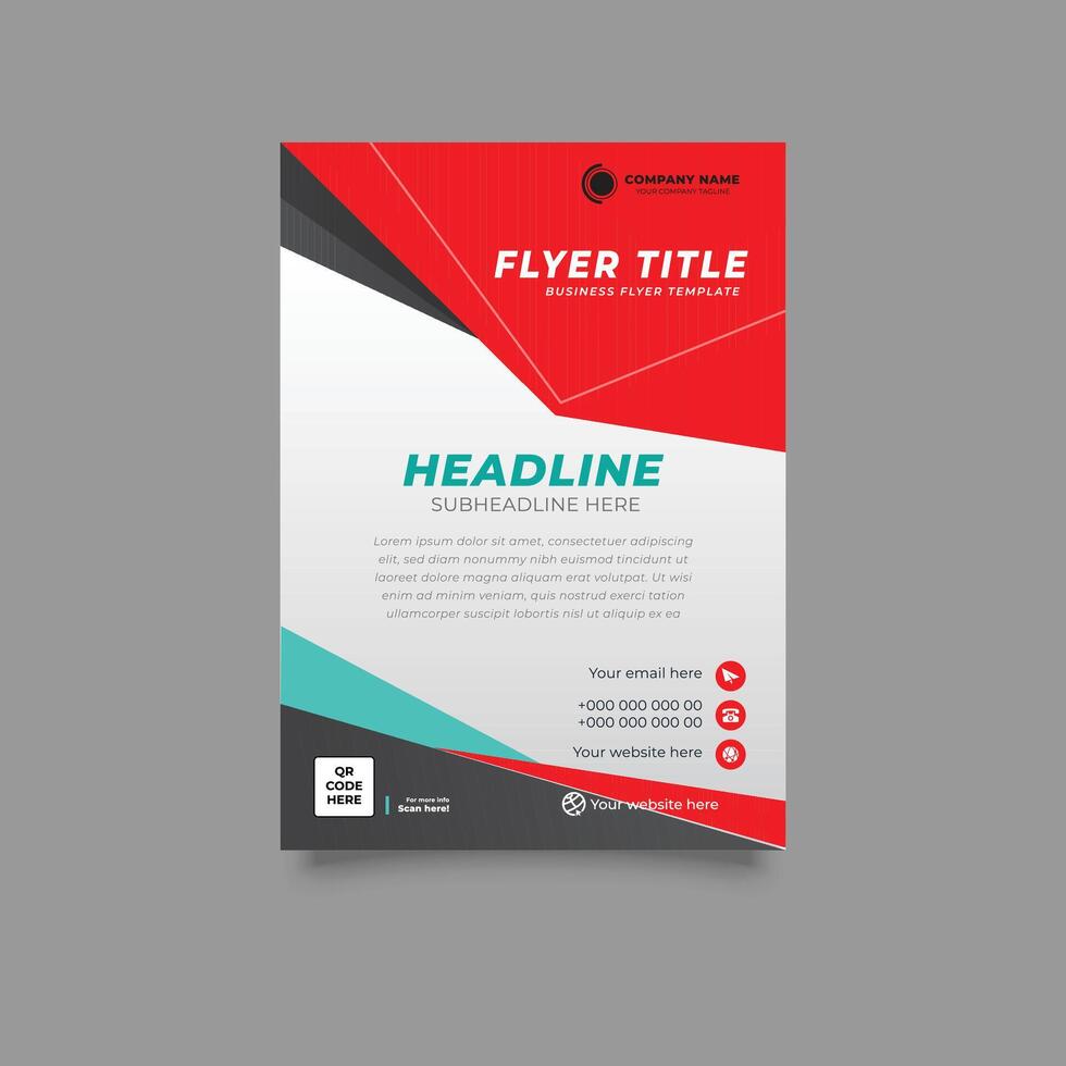 Flyer brochure design template business cover geometric theme shape black and red color vector