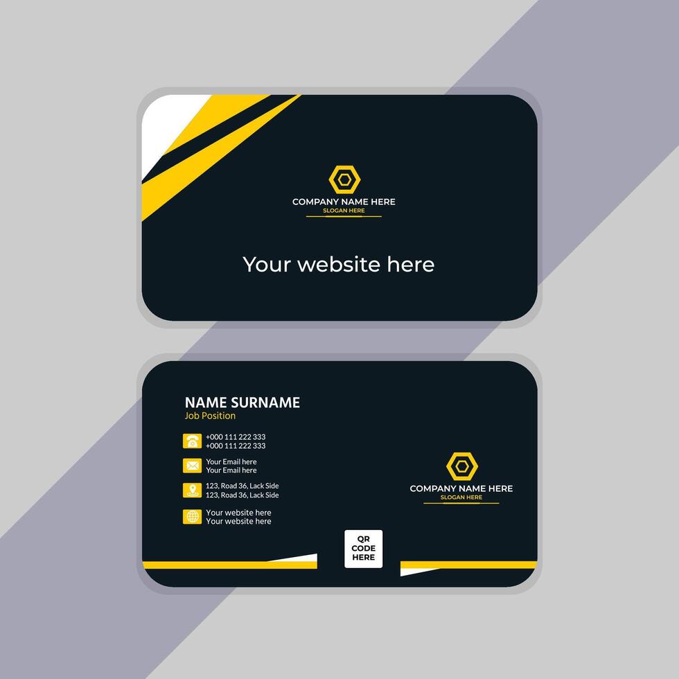 Yellow and black creative business card for your company vector