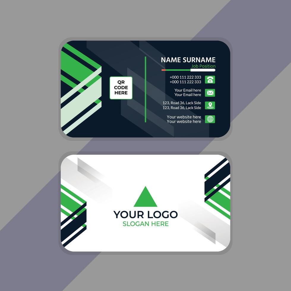 Modern and creative business card template, green and black color gradient shape design vector