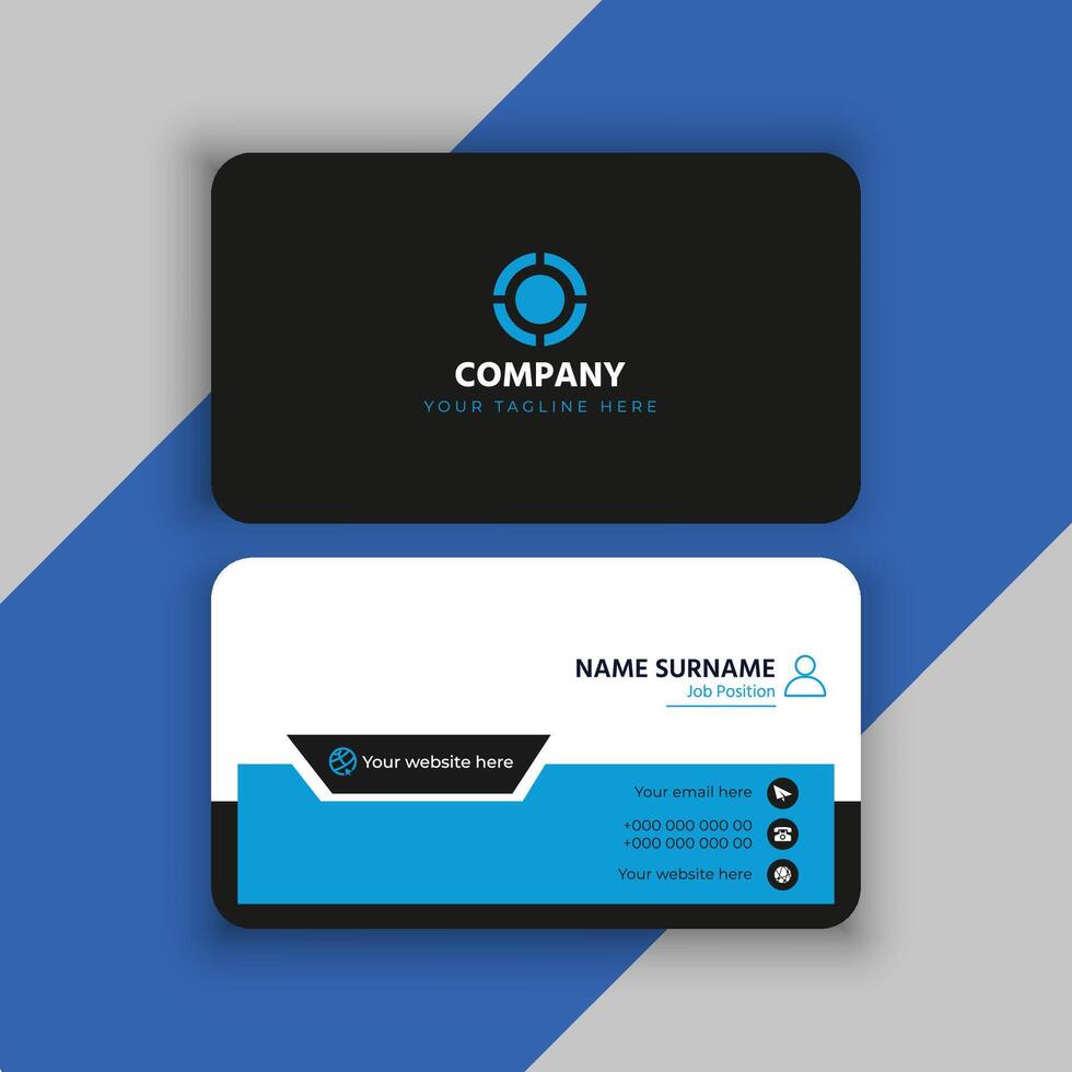 Blue and black business card shapes design vector