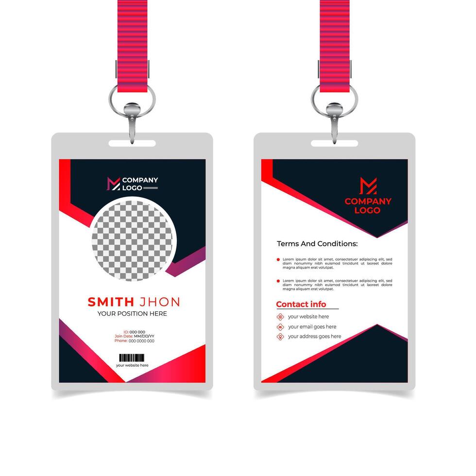 Flat modern id card template vector