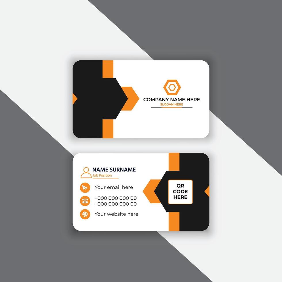 Black and yellow color modern business card design vector