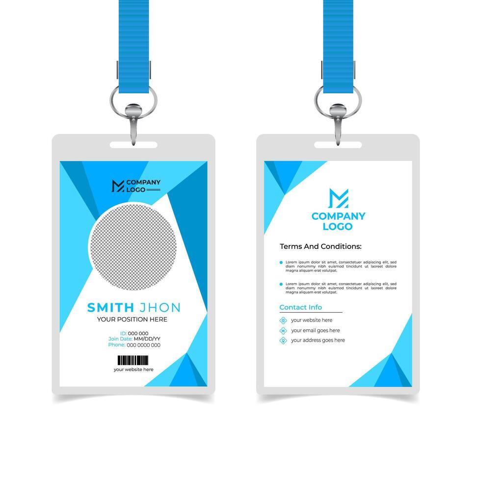 Creative blue print ready id card design template vector