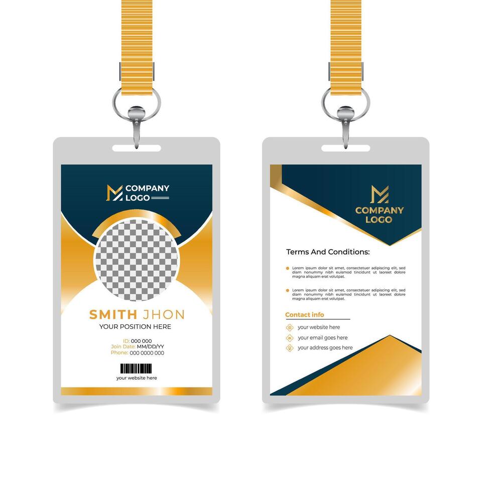 Golden id card template vector