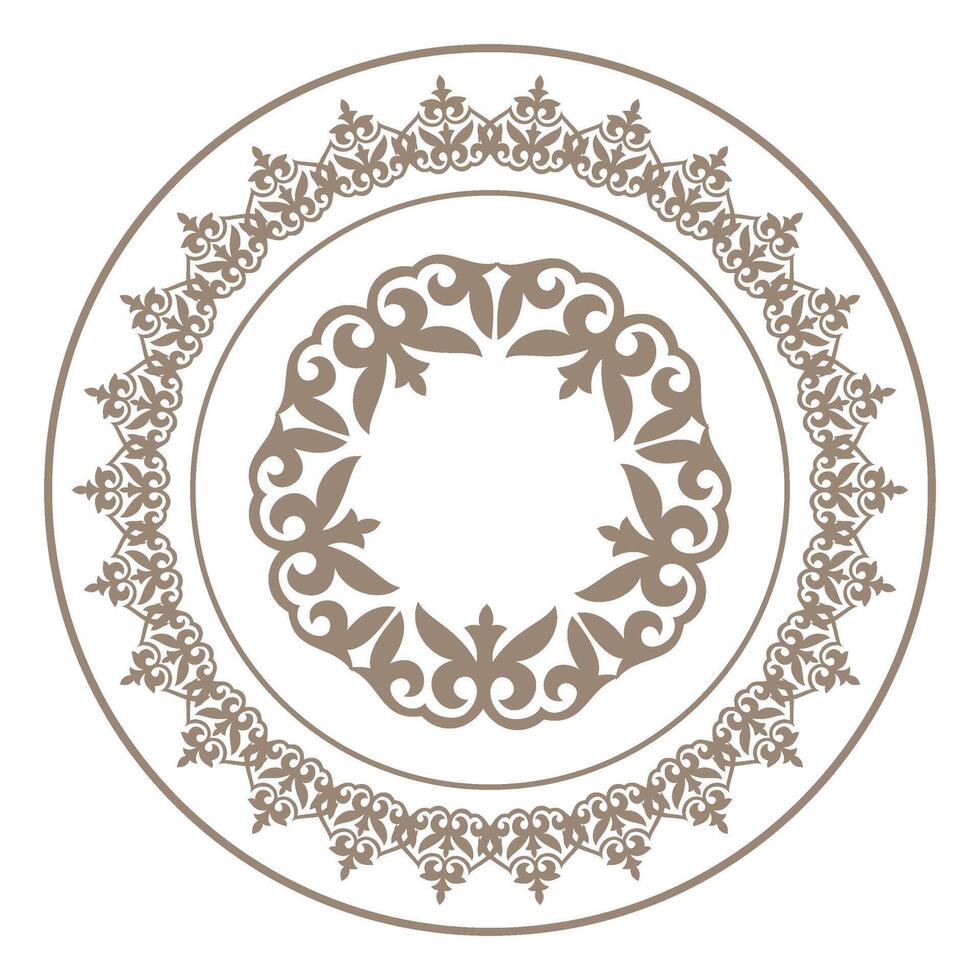 Geometric Islamic Seamless Pattern Arabesque gold on white. . Kazakh national ornament. Detail and element for design and postcards, Sandblasting, ceramic, patchwork, Borders and frames. vector
