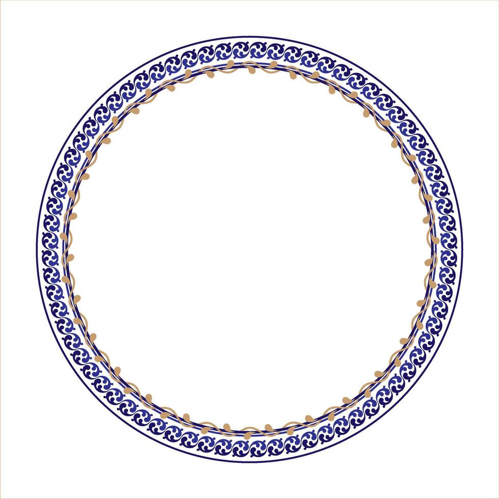 Round monochrome european frame arabesque. Vintage, ethnic frame with arabesques. Pattern frame for round surfaces, household utensils, textiles, embroidery. EPS vector