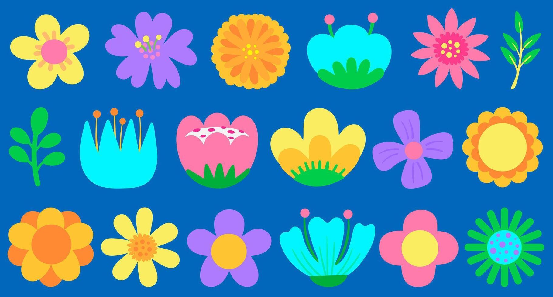 cute nordic folk art abstract flowers ornament vector