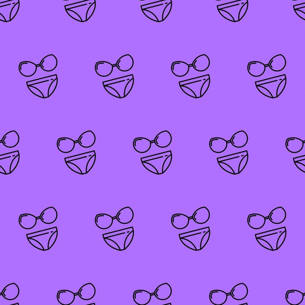 Seamless pattern background with monoline summer icons vector