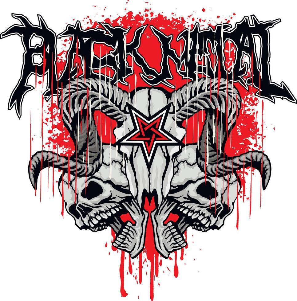 black metal aries skull vector