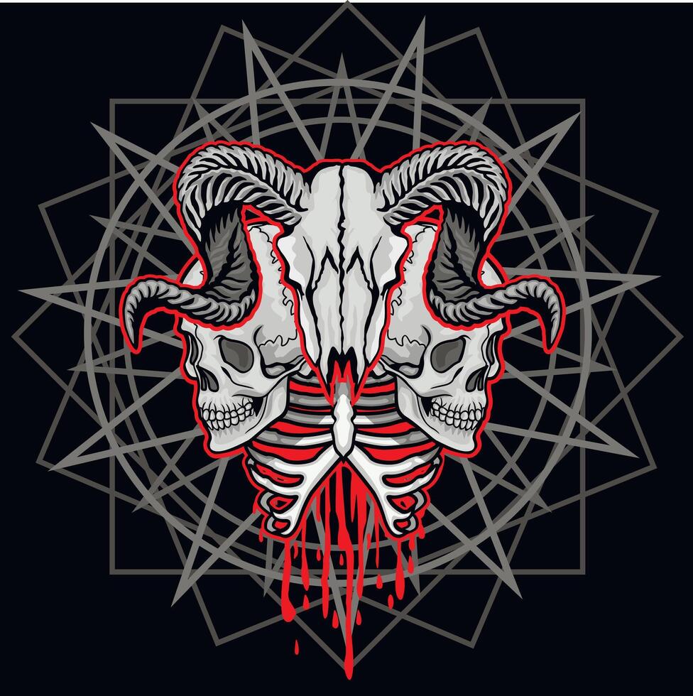 Aries skull and occult sign vector