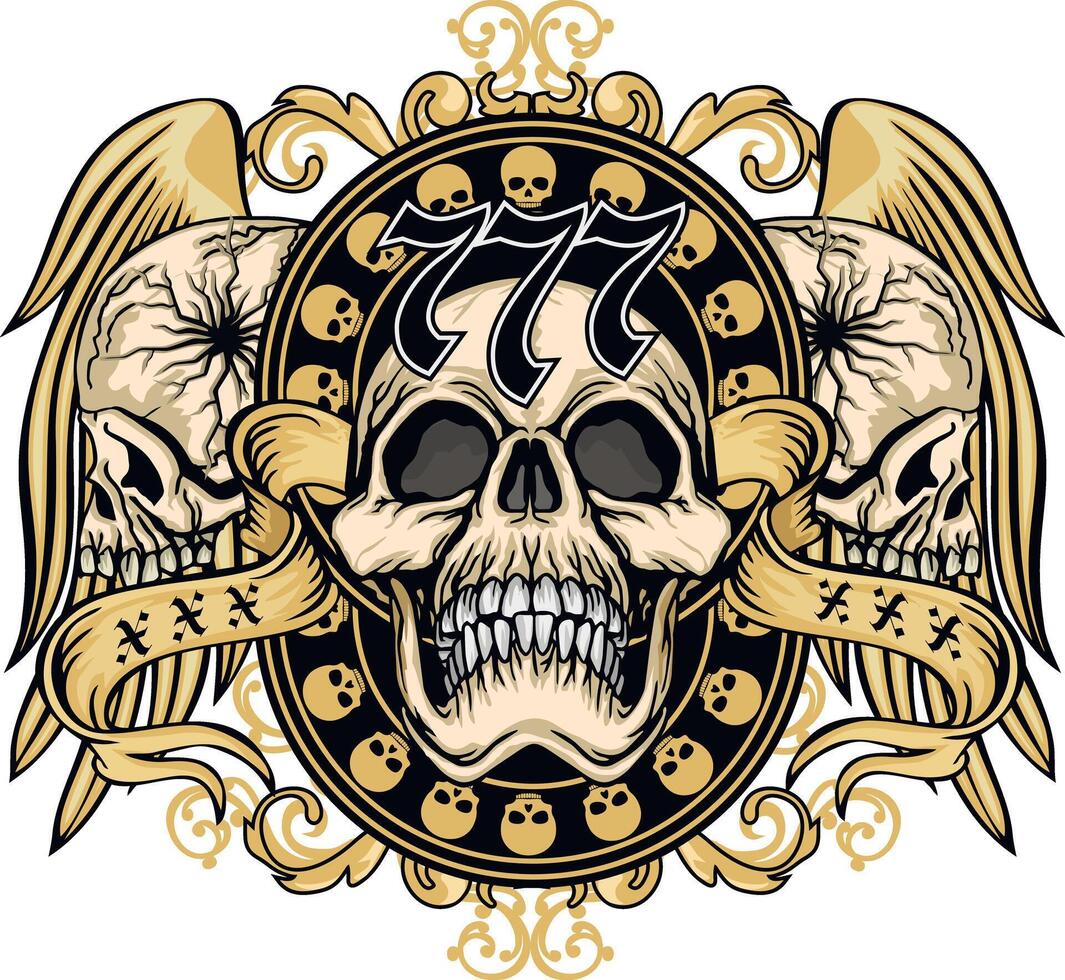 gold vintage skull vector