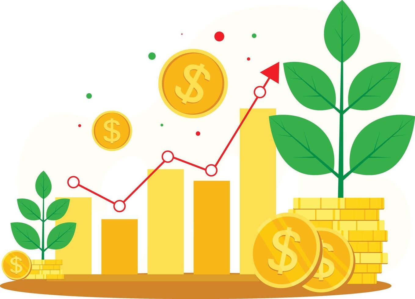 Financial investment concept. Illustration of future money investment and financial growth. Flat illustration on background vector
