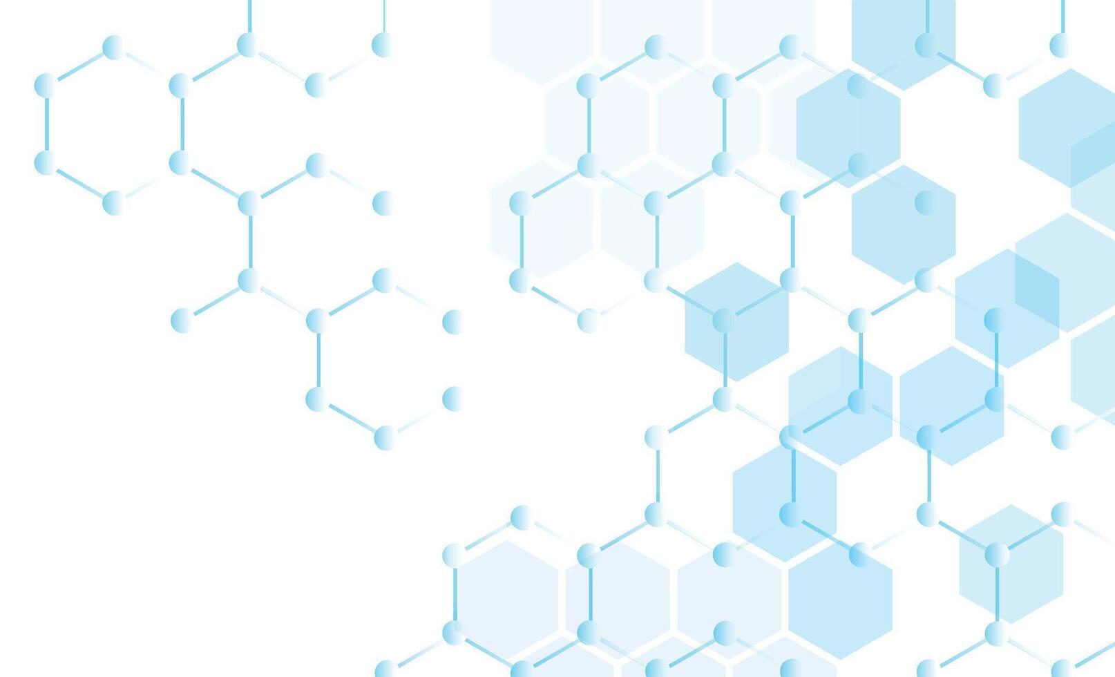 White blue background with abstract hexagon technology molecule pattern for presentation background design. Blue geometric background abstract. Molecular structure. Network connection vector