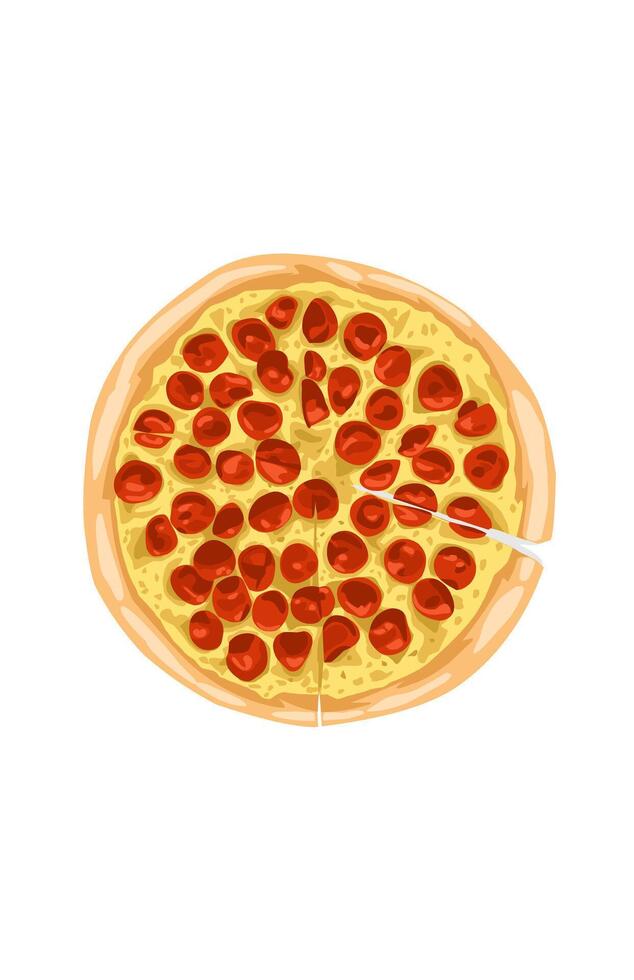 delicious pepperoni pizza with cheese vector