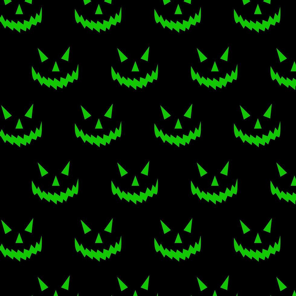 Evil Pumpkin Face With Scary Smile Pattern. Creepy Halloween Decoration. Spooky Cartoon Character For October 31st Celebrations, Holiday Posters, Banners, Invitations. illustration vector