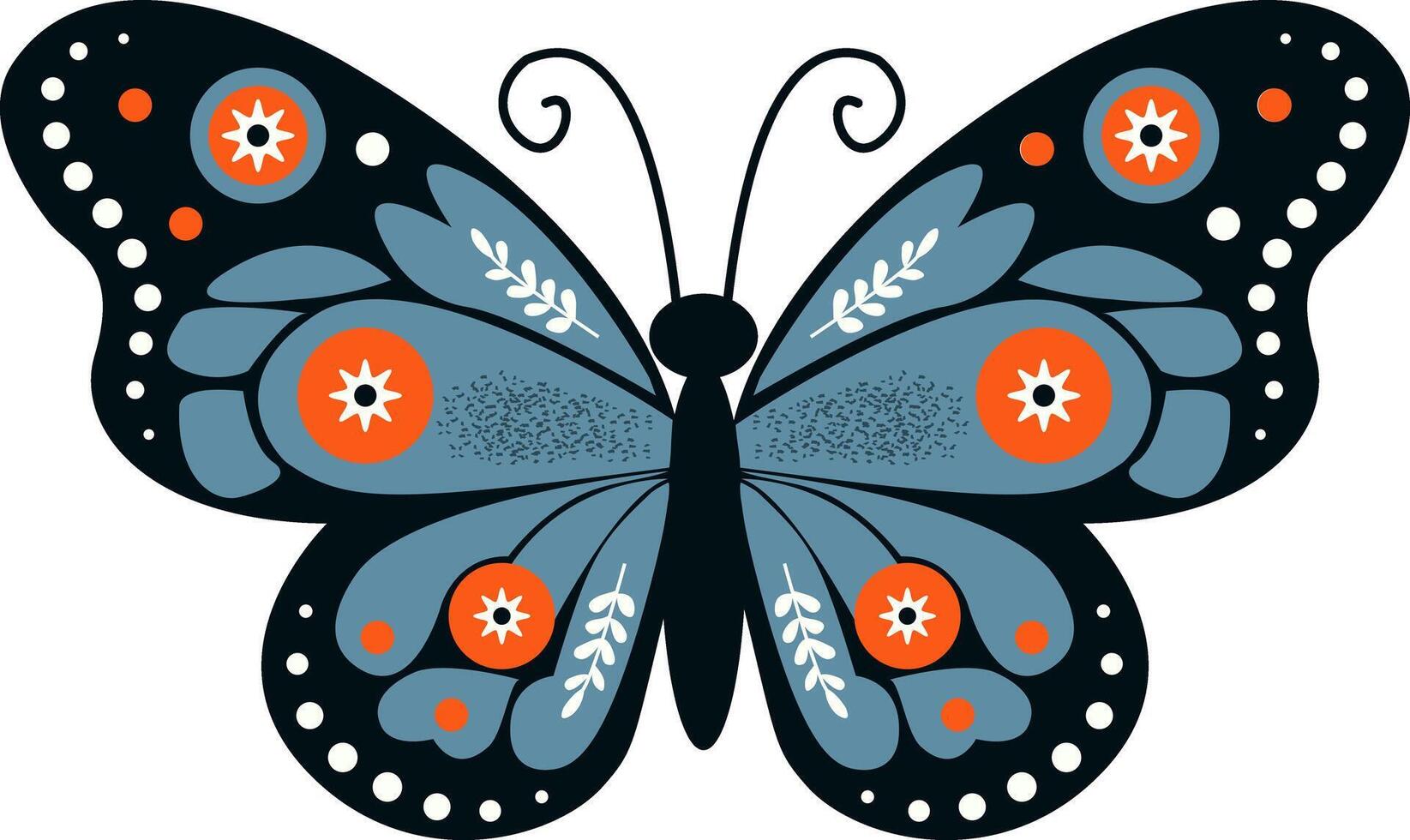 Bright Blue Butterfly Illustration. Delicate Emblem For Digital Graphics, Posters, Wildlife Illustrations, Nature Themed Art, Prints, and Decorations. illustration vector
