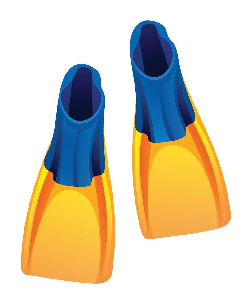 Diving flippers for swimming and snorkeling in water. Cartoon illustration vector