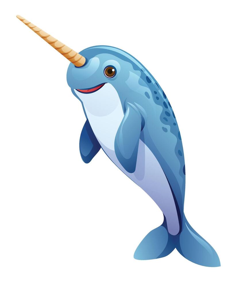 Narwhal cartoon illustration isolated on white background vector