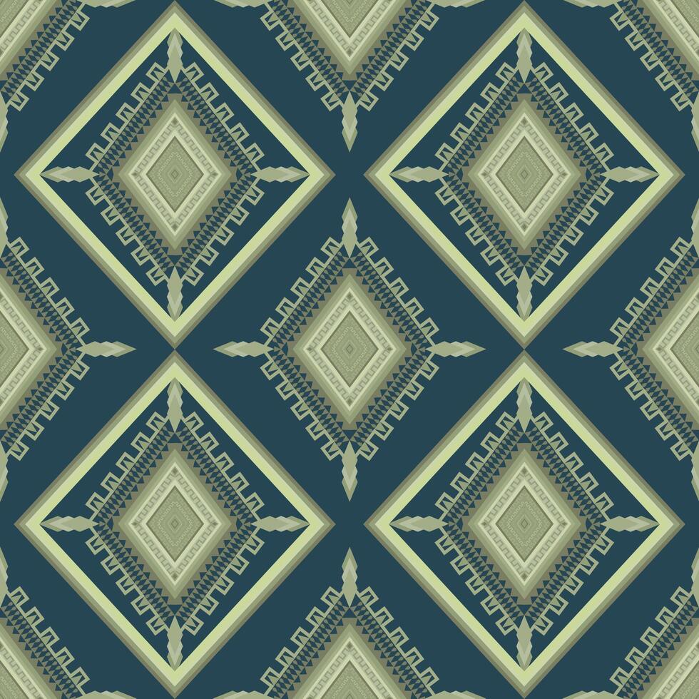 Seamless Geometric Diamond Pattern, Teal and Taupe Diamond Repeat, Interlocking Diamond Mosaic vector