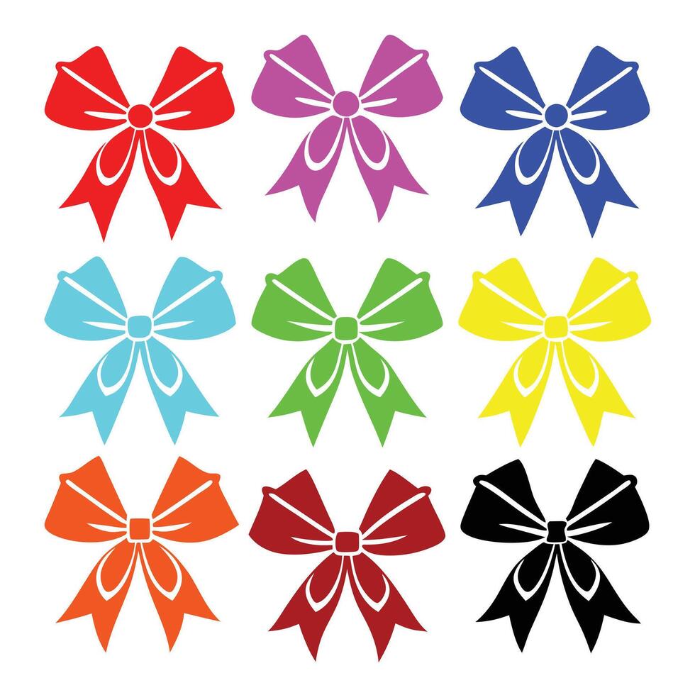 a set of colorful bows on a white background vector