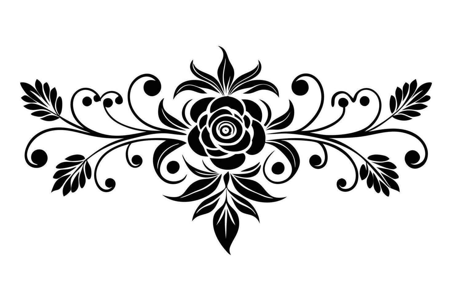a black and white floral design vector