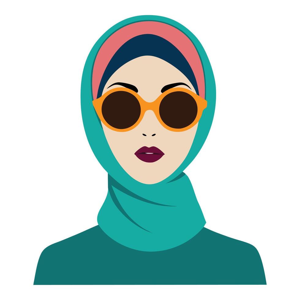 a woman wearing a hijab and sunglasses vector