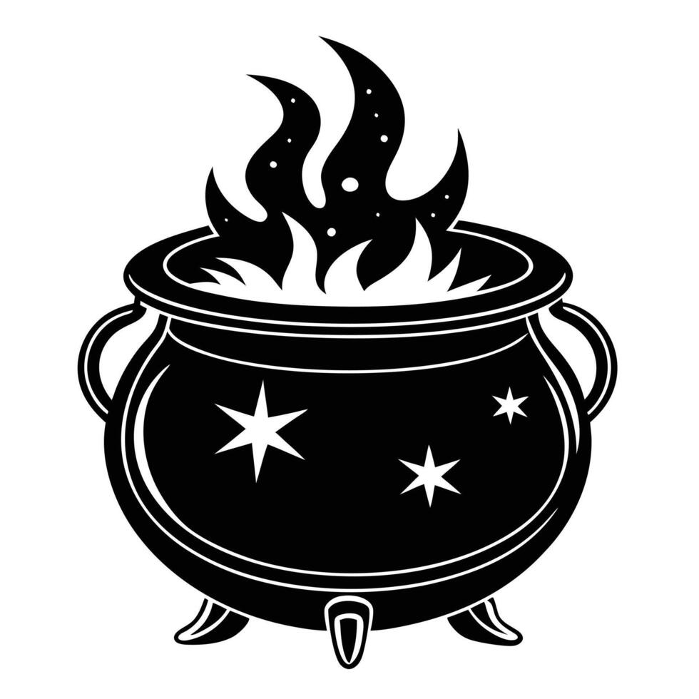 witch cauldron silhouette style. vector