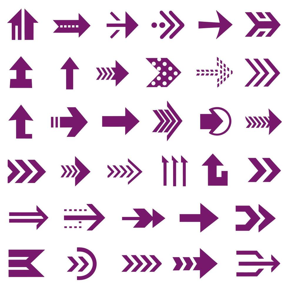 Various arrows and arrows on a white background vector