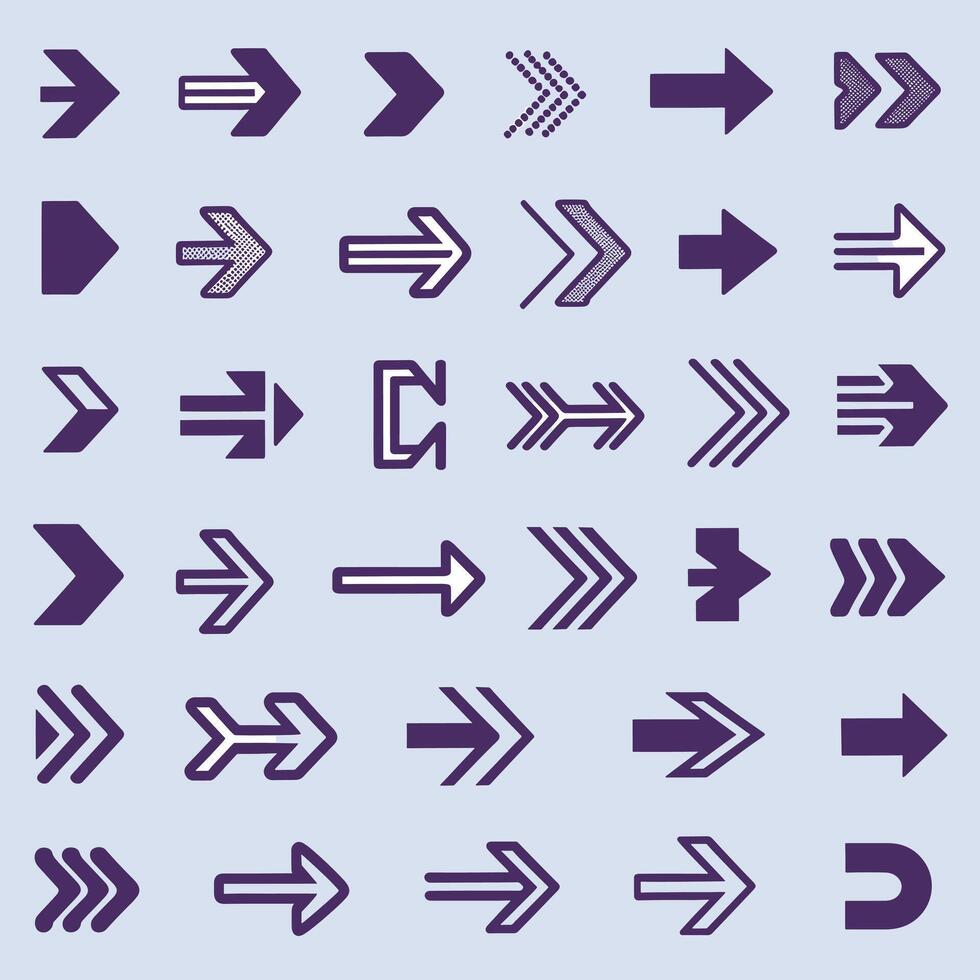 Various arrows and arrows on a blue background vector
