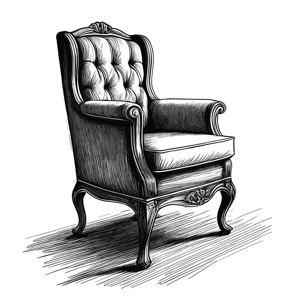 An illustration of a chair with a cushion vector