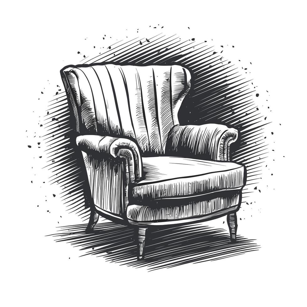 An illustration of a chair with a black and white background vector