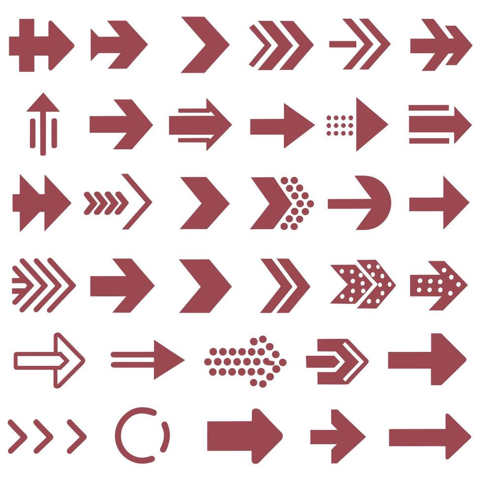 Various arrows and arrows on a white background vector