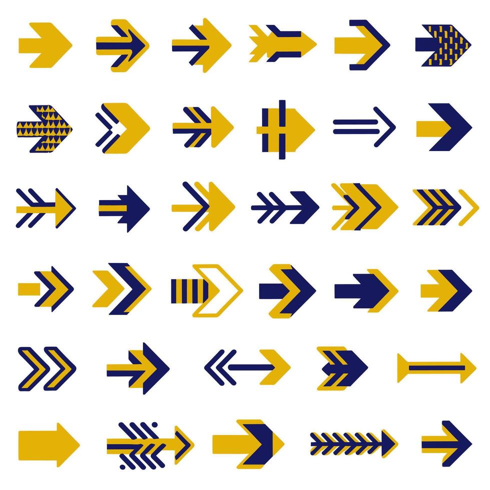 Arrows set of yellow and blue arrows vector