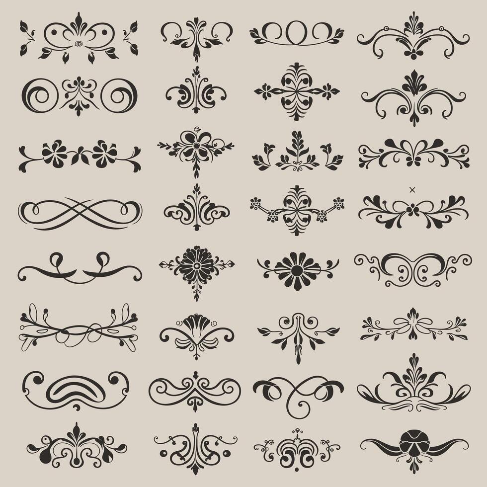 A large collection of ornamental designs vector