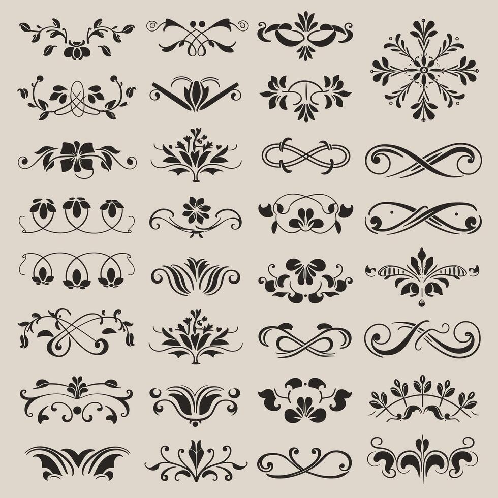 A large set of decorative elements vector