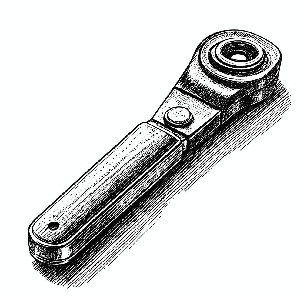 A drawing of a wrench on a white background vector