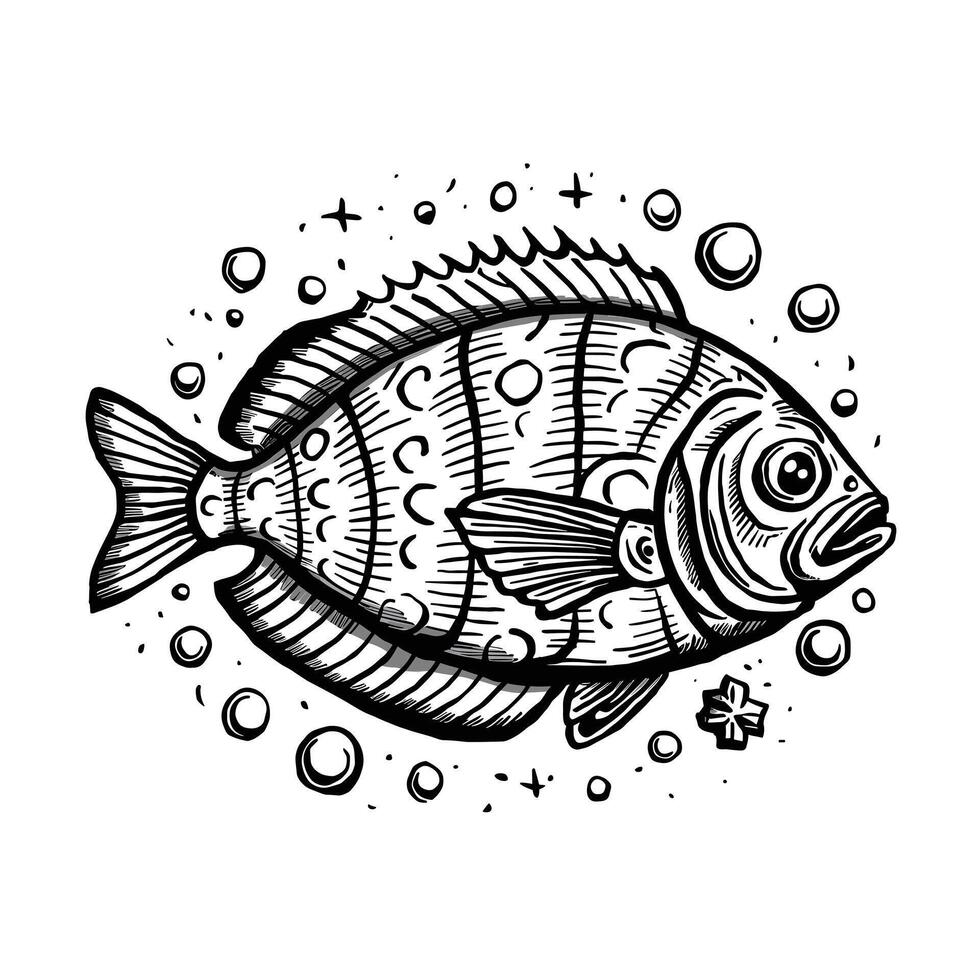 A fish with bubbles and bubbles on it vector