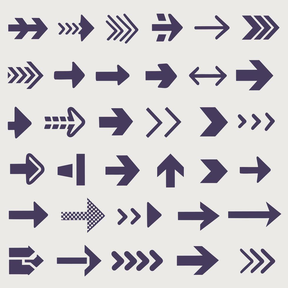 Various arrows and arrows in different shapes and sizes vector