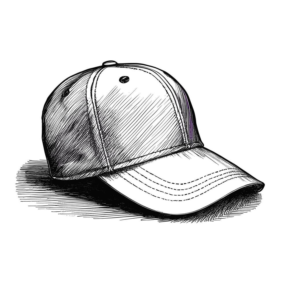 A drawing of a baseball cap vector