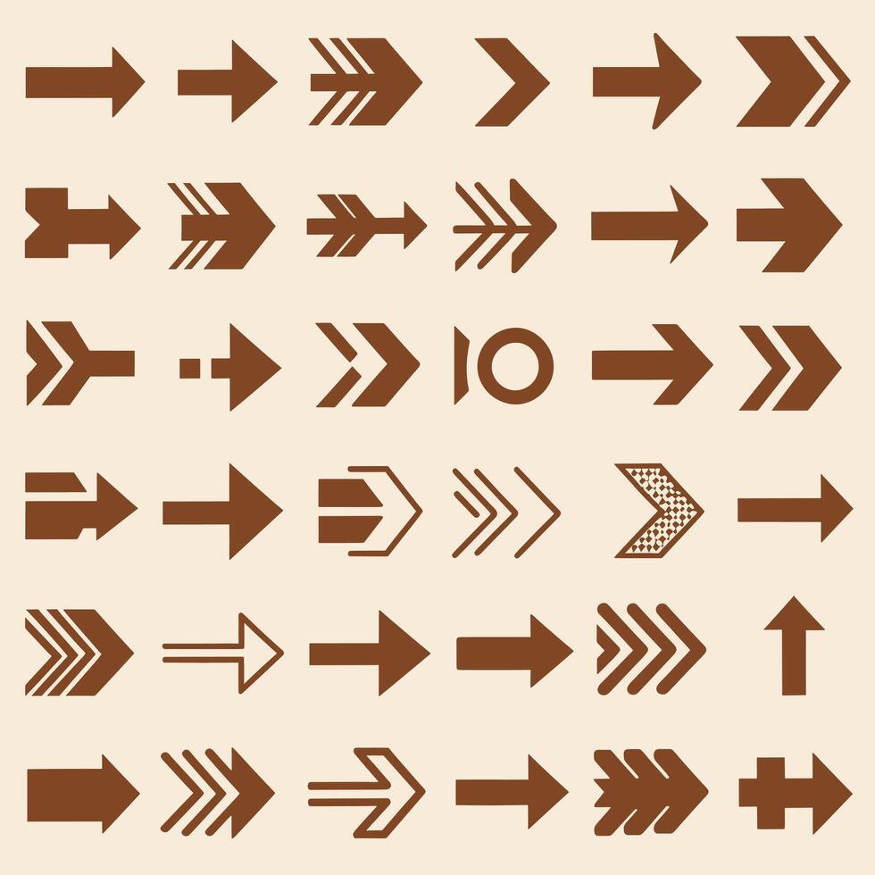 Various arrows and arrows in brown and white vector