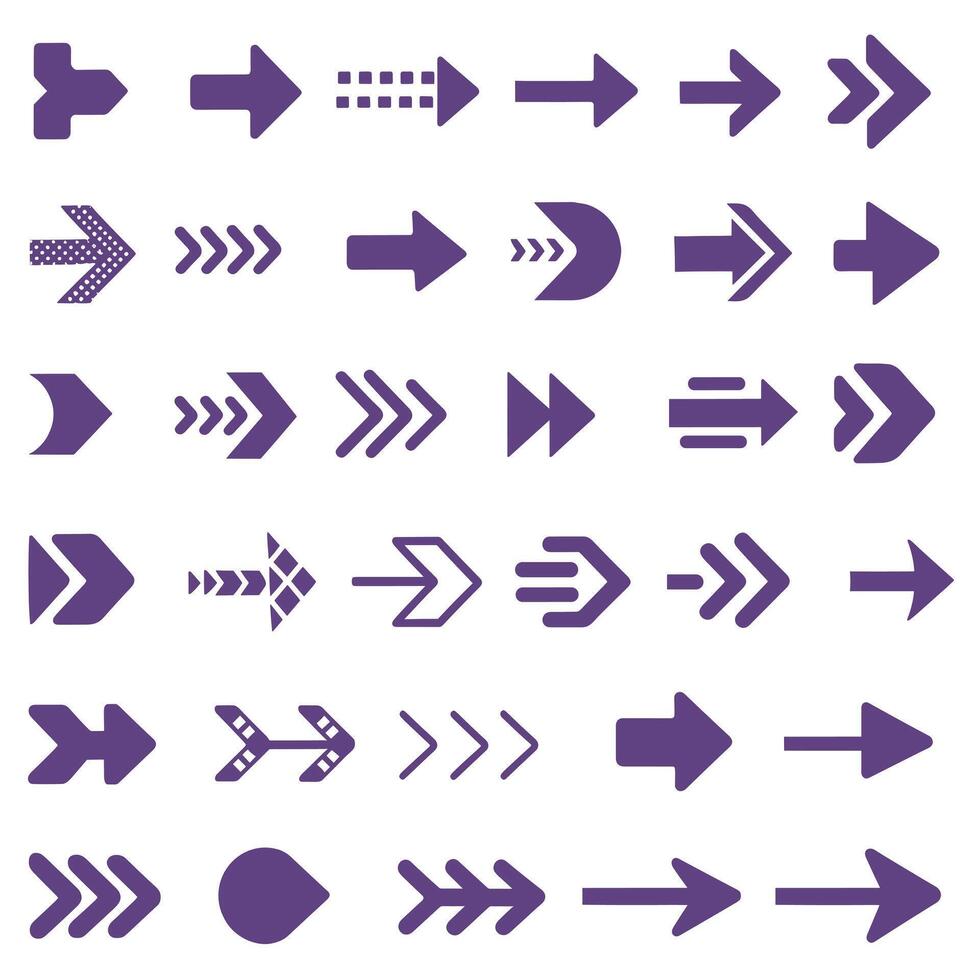 Various arrows and arrows on a white background vector