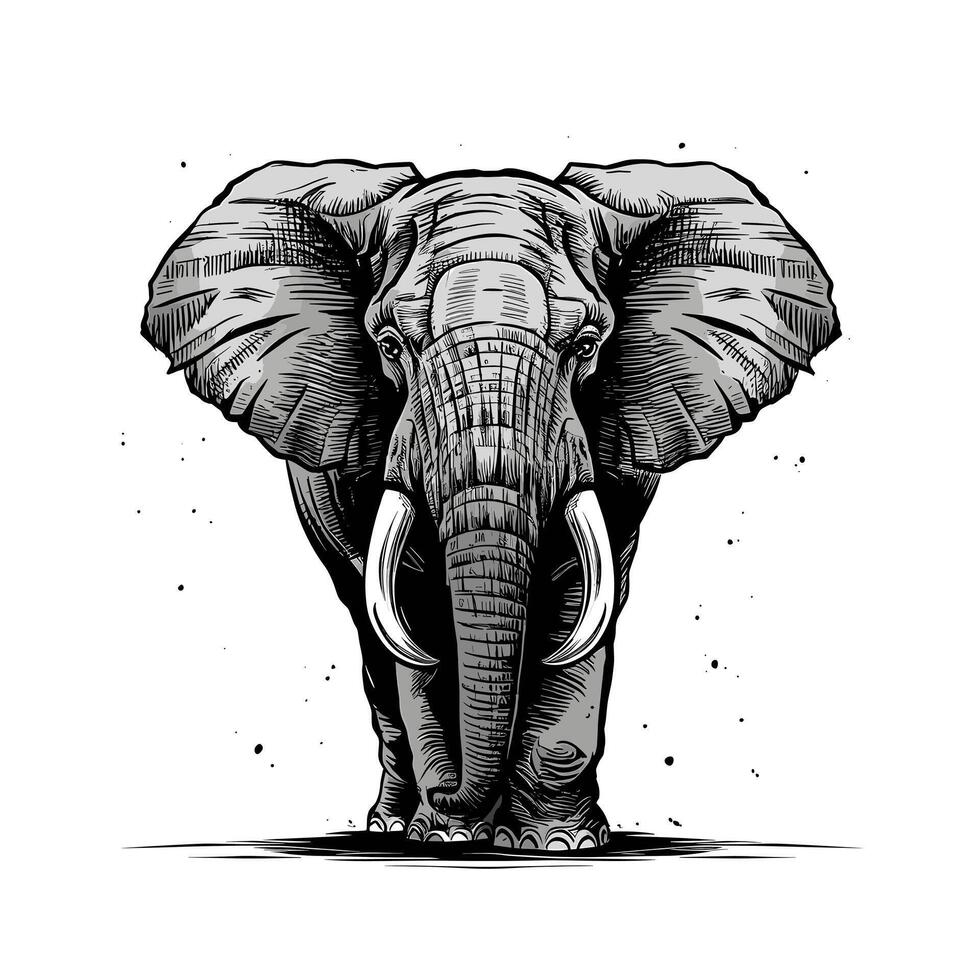 An elephant with tusks on a white background vector