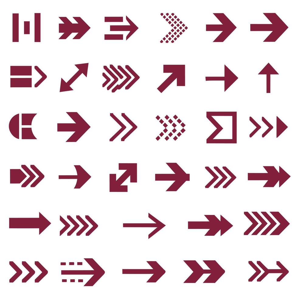 Various arrows and arrows in red and white vector