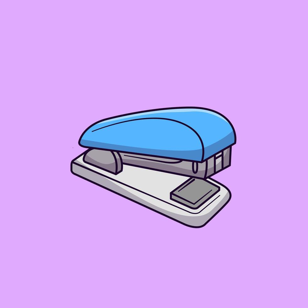 Stepler Cartoon Illustration. Stationery Object Concept. Flat Cartoon Outline Style. vector
