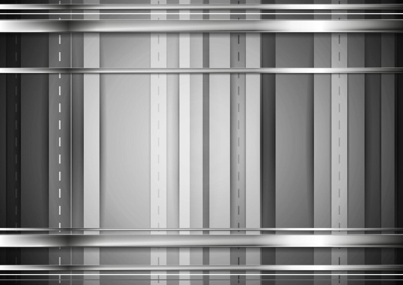 Grey tech background with silver stripes vector