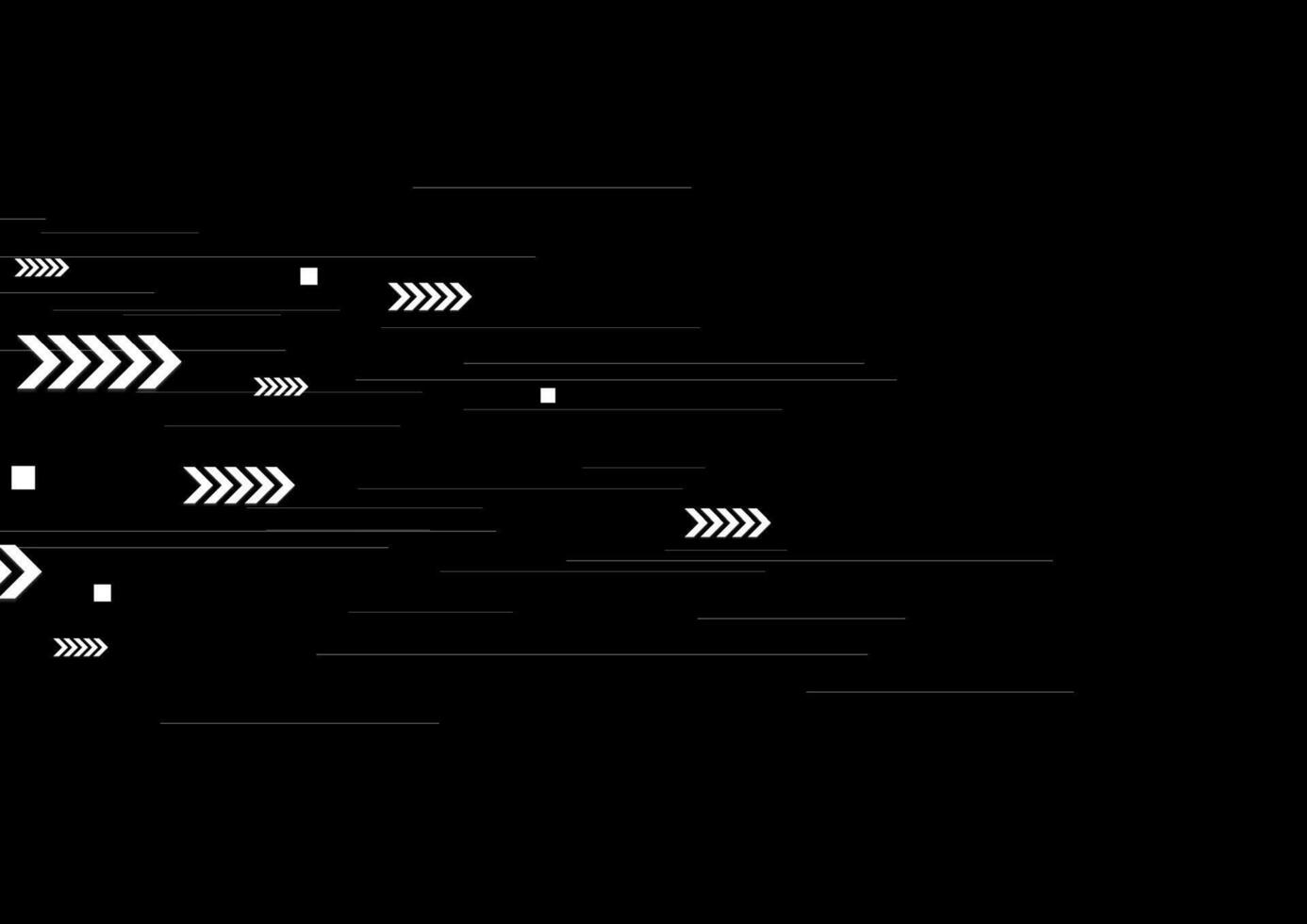 Black tech background with white lines and arrows vector