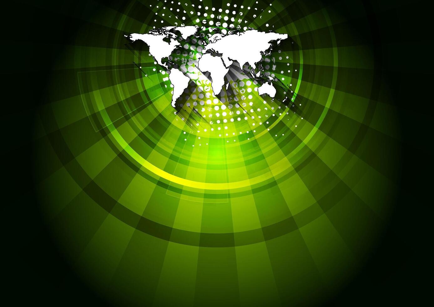 Dark green technology background with world map vector